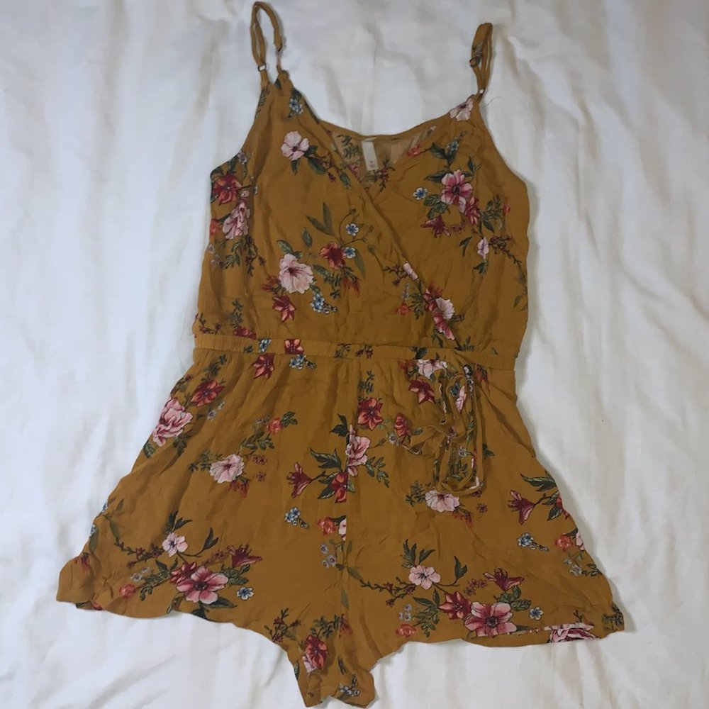 Mustard Yellow Floral Romper